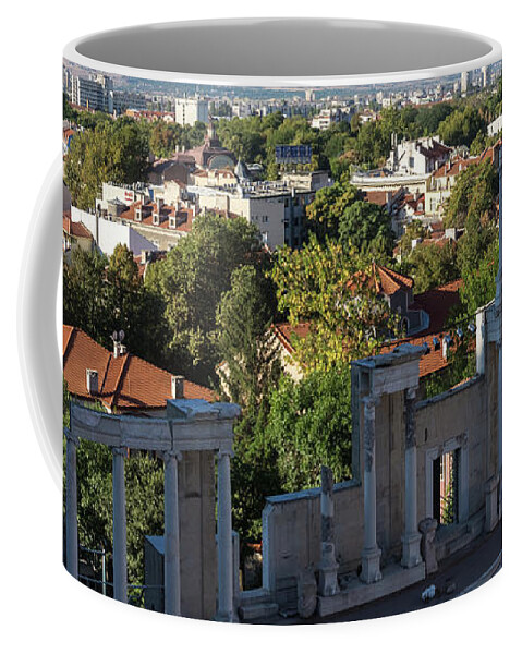 Ancient Roman Theater Coffee Mug featuring the photograph Antique Roman Theatre of Philippopolis - Plovdiv Bulgaria Centuries of Culture and History by Georgia Mizuleva