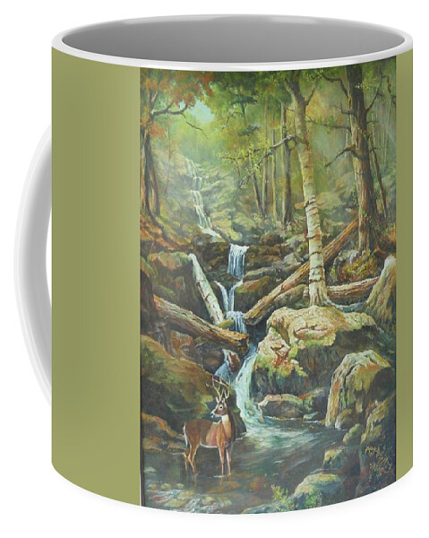 Waterfalls Coffee Mug featuring the painting Applachia by ML McCormick