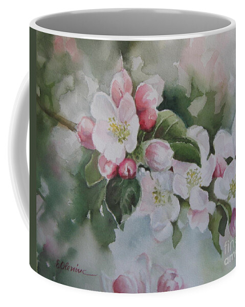 Apple Flowers Coffee Mug featuring the painting Apple blossom by Elena Oleniuc