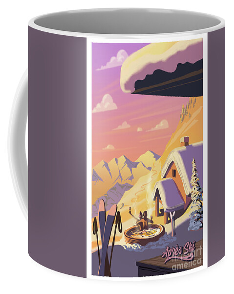 Après Ski Retro Poster Art Coffee Mug featuring the painting Apres Ski Retro poster art by Sassan Filsoof