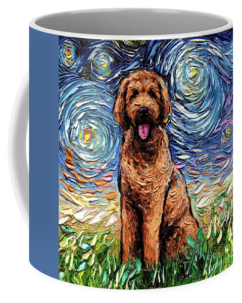 Apricot Coffee Mug featuring the painting Apricot Goldendoodle by Aja Trier
