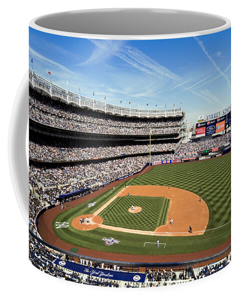 Yankee Stadium Coffee Mug featuring the photograph April 16, 2009, The First Pitch at New Yankee Stadium III. by Paul Plaine