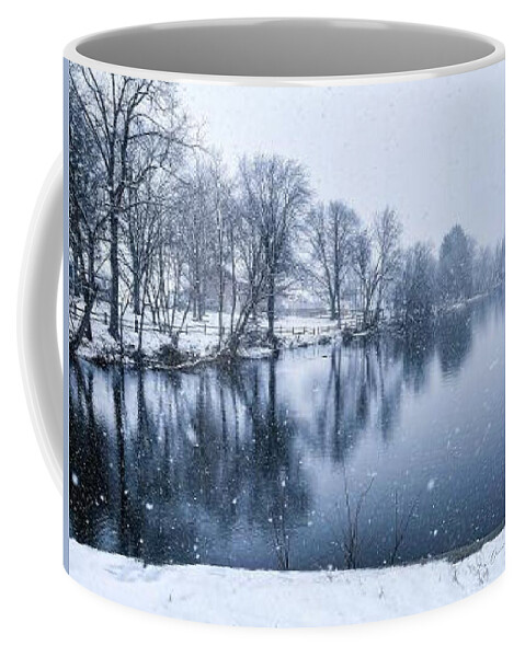Rivers Coffee Mug featuring the photograph April Snow on the White River by Donna Martin