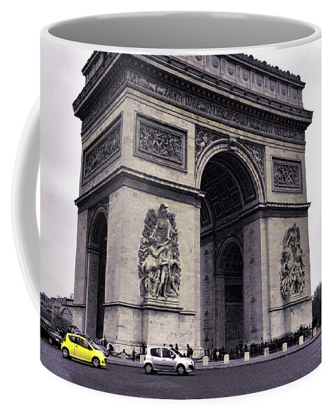 Arc De Triomphe Coffee Mug featuring the photograph Arc de Triomphe Avec du Jaune by Susan Maxwell Schmidt