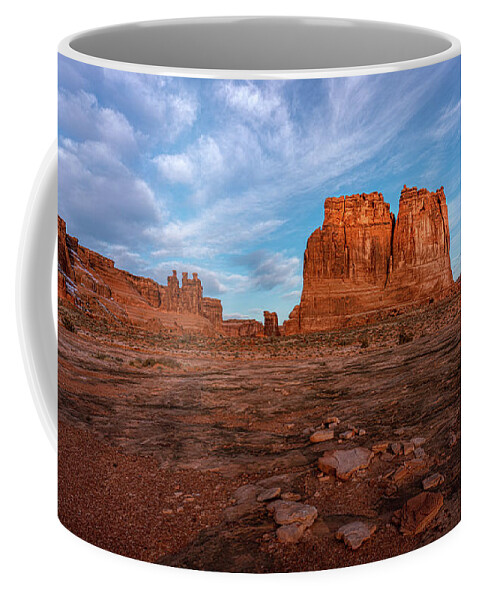 Arches Coffee Mug featuring the photograph Arches Courthouse - Early Morning by Kenneth Everett