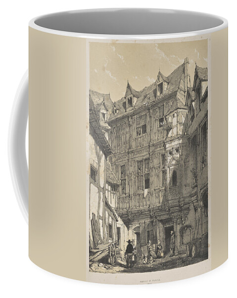 Architecture Of The Middle Ages Abbaye St. Amand Coffee Mug featuring the painting Architecture of the Middle Ages Abbaye St. Amand, Rouen 1838 Joseph Nash by MotionAge Designs