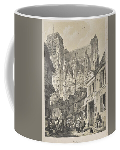 Architecture Coffee Mug featuring the painting Architecture of the Middle Ages Cathedral, Abbeville 1838 Joseph Nash by MotionAge Designs