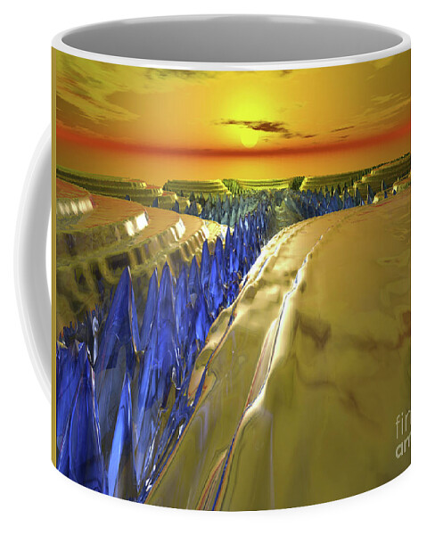 Three Dimensional Coffee Mug featuring the digital art Arctic Fractal Glacier by Phil Perkins