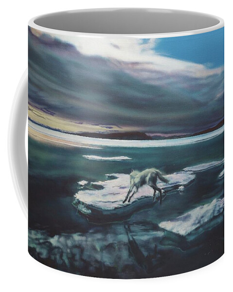 Realism Coffee Mug featuring the painting Arctic Wolf by Sean Connolly
