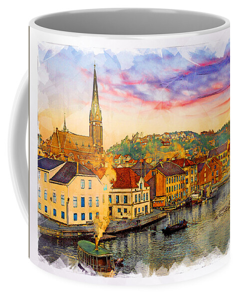 Arendal Coffee Mug featuring the digital art Arendal c. 1910 by Geir Rosset