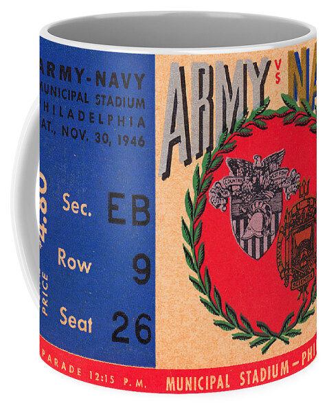 Army Navy Football Art Coffee Mug featuring the mixed media Army Navy Game 1946 by Row One Brand