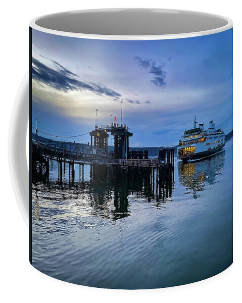 Sea Coffee Mug featuring the photograph Arriving of ferry by Anamar Pictures