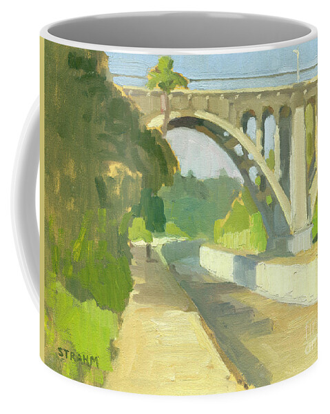 Arroyo Seco Coffee Mug featuring the painting Arroyo Seco and Colorado Street Bridge by Paul Strahm