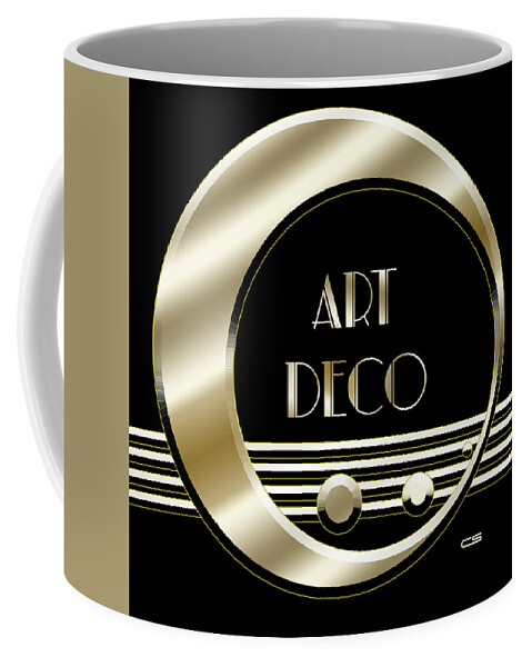 Artdeco Logo Gold Coffee Mug featuring the digital art Art Deco Logo - Black and Gold by Chuck Staley