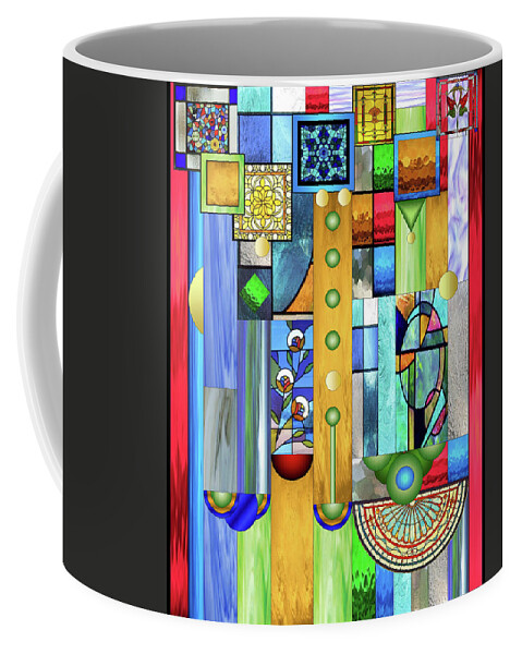Art Deco Stained Glass Coffee Mug featuring the mixed media Art Deco Stained Glass 1 by Ellen Henneke