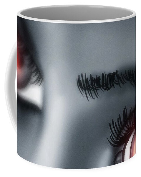 Eyes Coffee Mug featuring the digital art Art - Eyes of Delusion by Matthias Zegveld