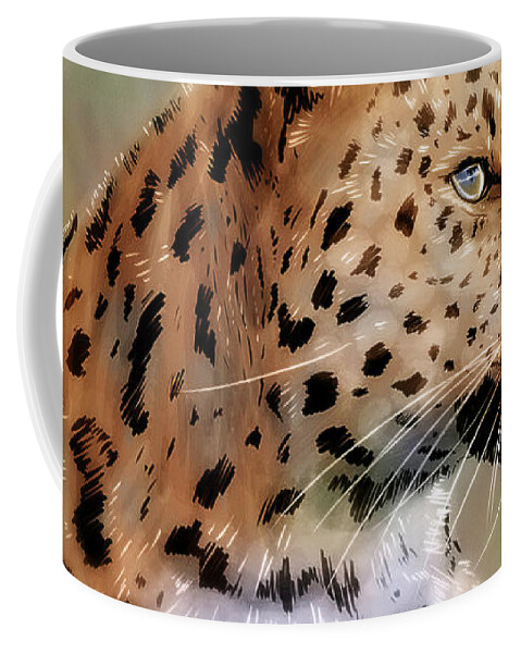 Leopard Coffee Mug featuring the digital art Art - Impression of the Leopard by Matthias Zegveld