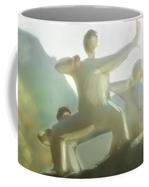 Yoga Coffee Mug featuring the digital art Art - Qi Gong Is Awesome by Matthias Zegveld