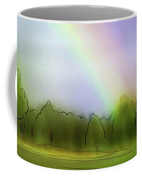 Rainbows Coffee Mug featuring the digital art Art - The Rainbow by Matthias Zegveld