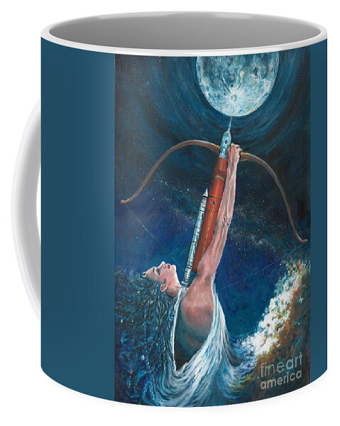 Artemis Coffee Mug featuring the painting Artemis by Merana Cadorette