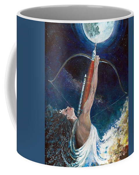 Artemis Coffee Mug featuring the painting Artemis small study by Merana Cadorette