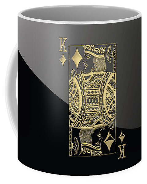 'gamble' Collection By Serge Averbukh Coffee Mug featuring the digital art King of Diamonds in Gold on Black by Serge Averbukh