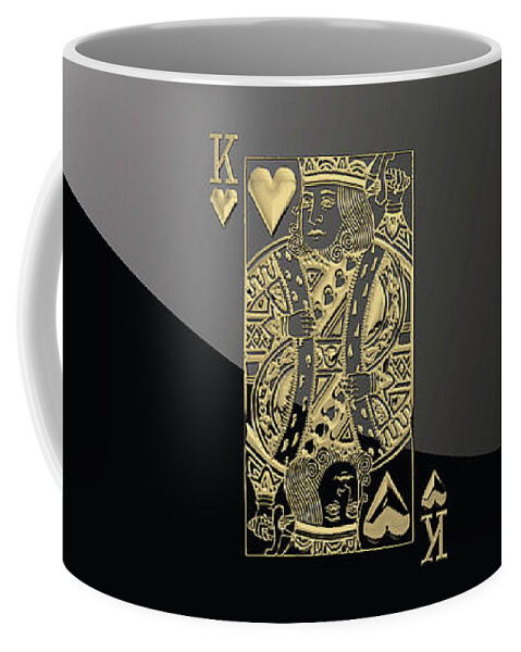'gamble' Collection By Serge Averbukh Coffee Mug featuring the digital art King of Hearts in Gold on Black by Serge Averbukh