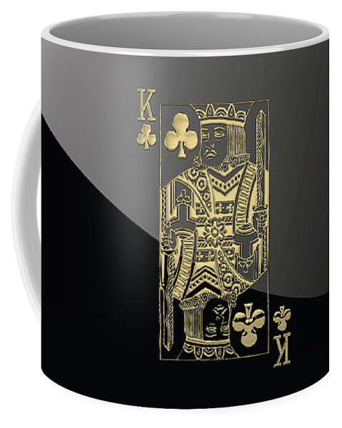 'gamble' Collection By Serge Averbukh Coffee Mug featuring the digital art King of Clubs in Gold on Black  by Serge Averbukh