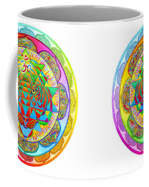 Psychedelic Coffee Mug featuring the drawing Inner Strength by Rebecca Wang