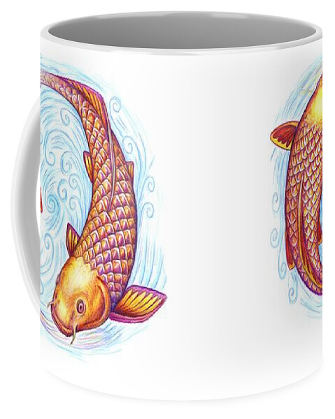 Pisces Coffee Mug featuring the drawing Pisces by Rebecca Wang