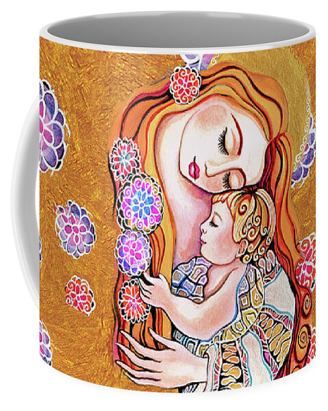 Mother And Child Coffee Mug featuring the painting Little Angel Sleeping v1 by Eva Campbell