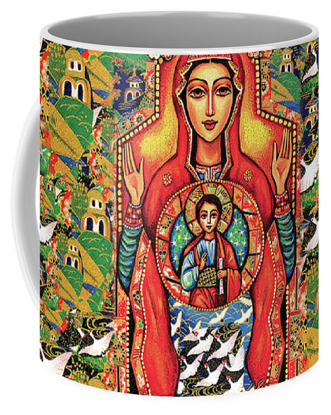 Mother And Child Coffee Mug featuring the painting Our Lady of the Sign by Eva Campbell