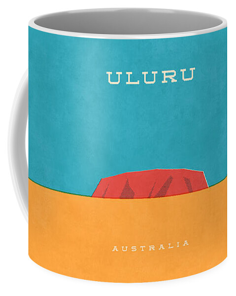 Uluru Coffee Mug featuring the digital art Uluru Ayers Rock Retro Tourism by Organic Synthesis