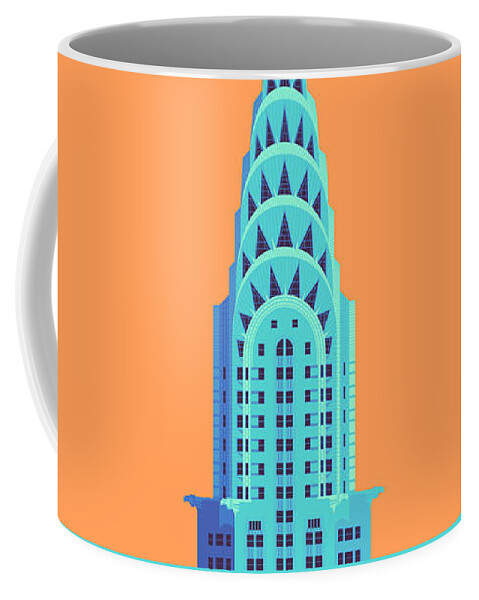 Architecture Coffee Mug featuring the digital art Chrysler Building - Orange by Organic Synthesis