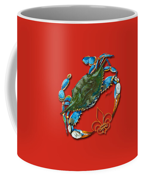 New Orleans Art Coffee Mug featuring the painting Louisiana Blue on Red by Dianne Parks