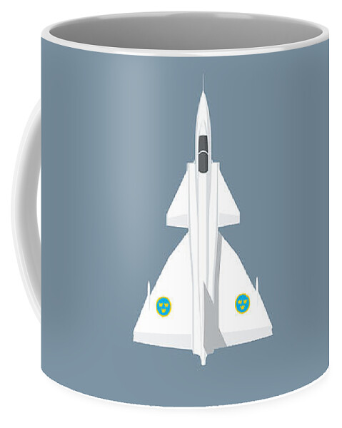 Viggen Coffee Mug featuring the digital art J37 Viggen Jet Aircraft - Slate by Organic Synthesis
