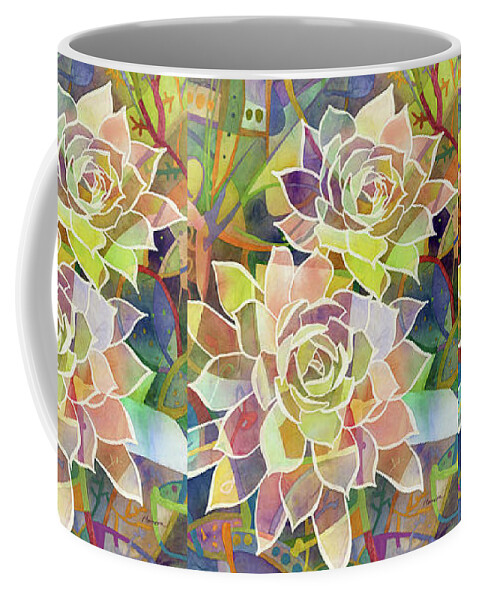 Hens And Chicks Coffee Mug featuring the painting Succulent Mirage 2 by Hailey E Herrera