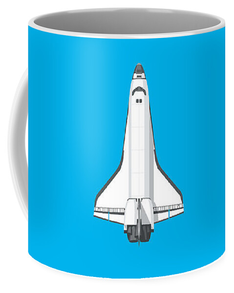 Poster Coffee Mug featuring the digital art Space Shuttle Spacecraft - Cyan by Organic Synthesis