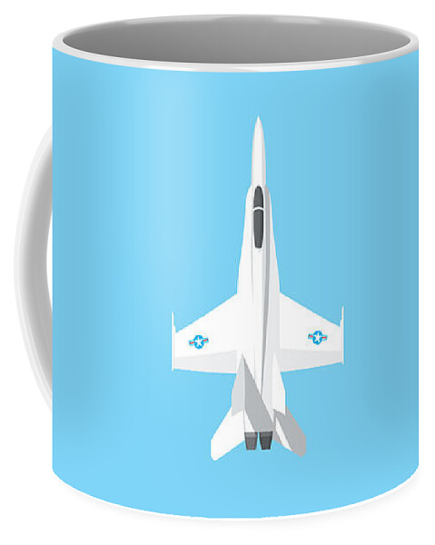 Jet Coffee Mug featuring the digital art F-18 Hornet Jet Fighter Aircraft - Sky by Organic Synthesis