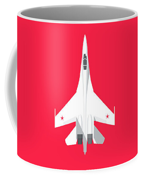 Jet Coffee Mug featuring the digital art Su-27 Flanker Fighter Jet Aircraft - Crimson by Organic Synthesis