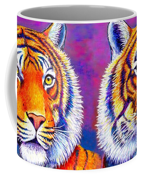 Tiger Coffee Mug featuring the painting Fiery Beauty - Colorful Bengal Tiger by Rebecca Wang