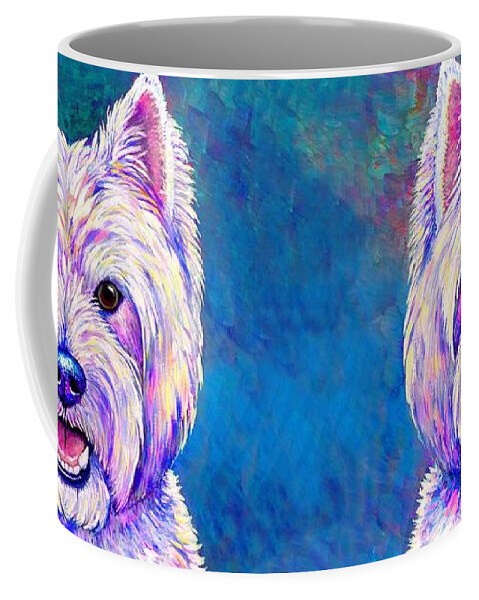 West Highland White Terrier Coffee Mug featuring the painting Happiness - Neon Colorful West Highland White Terrier Dog by Rebecca Wang