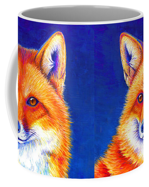 Red Fox Coffee Mug featuring the painting Vibrant Flame - Colorful Red Fox by Rebecca Wang
