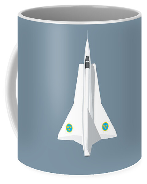 Draken Coffee Mug featuring the digital art J35 Draken Swedish Air Force Jet Aircraft - Slate by Organic Synthesis