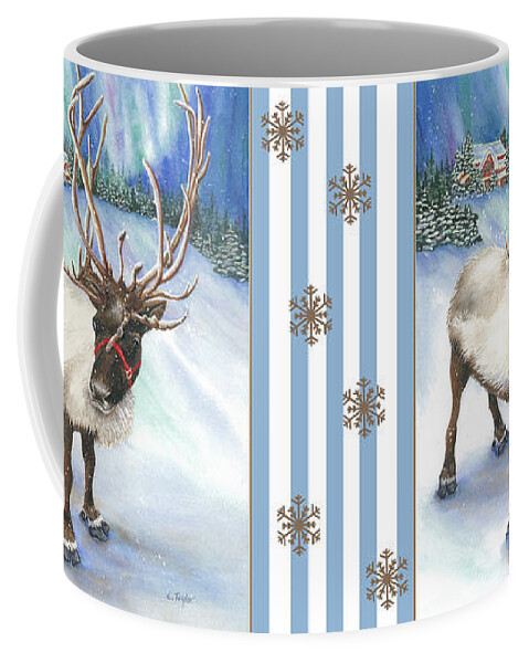 Reindeer Coffee Mug featuring the painting A Winter's Walk by Lori Taylor