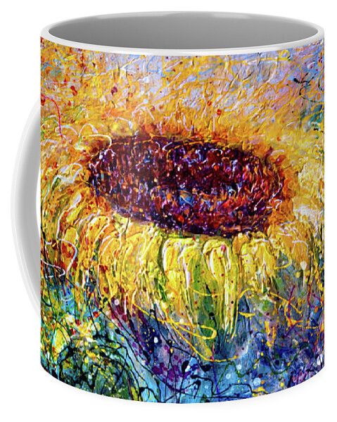 #olenaart Coffee Mug featuring the photograph Sunflower In the Swirls of Sunshine by OLena Art
