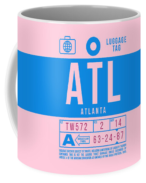 Airline Coffee Mug featuring the digital art Luggage Tag B - ATL Atlanta USA by Organic Synthesis