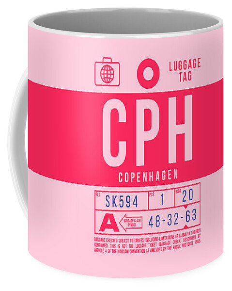 Airline Coffee Mug featuring the digital art Luggage Tag B - CPH Copenhagen Denmark by Organic Synthesis