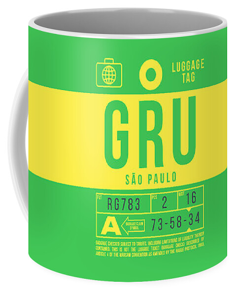 Airline Coffee Mug featuring the digital art Luggage Tag B - GRU Sao Paulo Brazil by Organic Synthesis