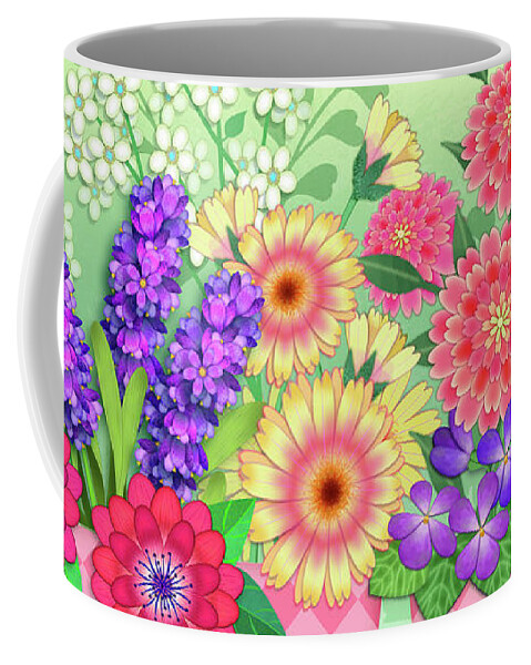 Flowers Coffee Mug featuring the digital art Love Blooms Here by Valerie Drake Lesiak